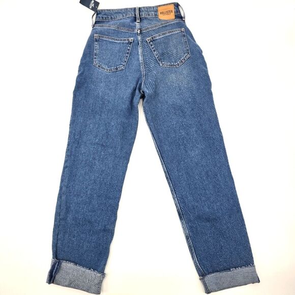 Hollister Blue Patchwork Curvy Ultra High Rise Vintage Straight Jeans Size 25x29 - Picture 2 of 3